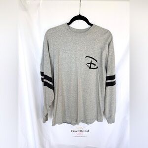 Disney Mickey Mouse Spirit Jersey Long Sleeve Shirt Youth M Gray Black Stripe